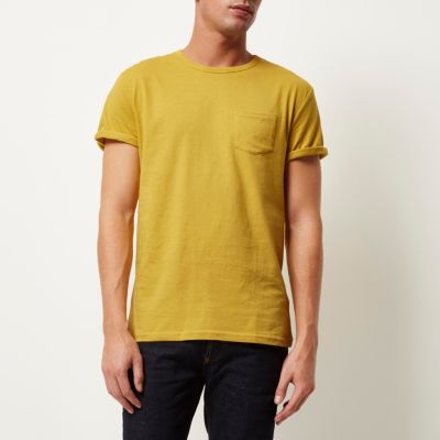 Dark yellow chest pocket t-shirt